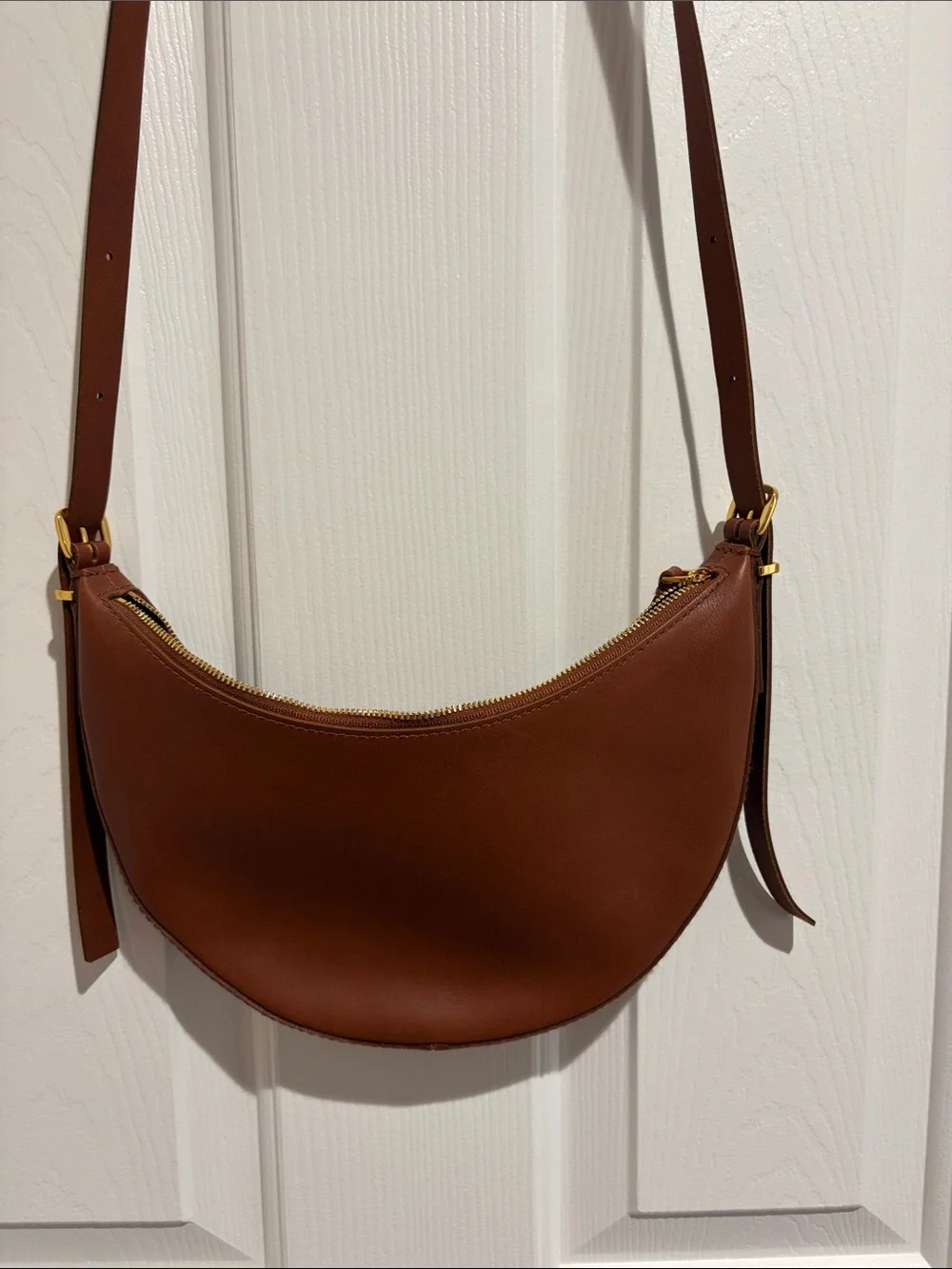 Madewell Tan Leather Crescent Crossbody - Picture 1 of 5